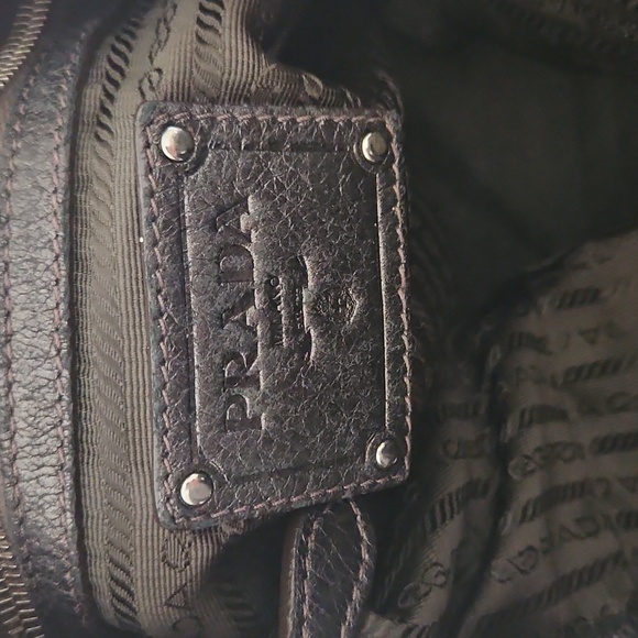 PRADA: Forest Green Leather Vitello Large Hobo Bag - Picture 14 of 16